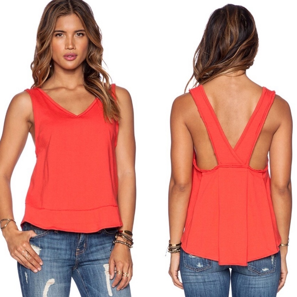 Free People Toying Around Tank in Red Orange Size Large